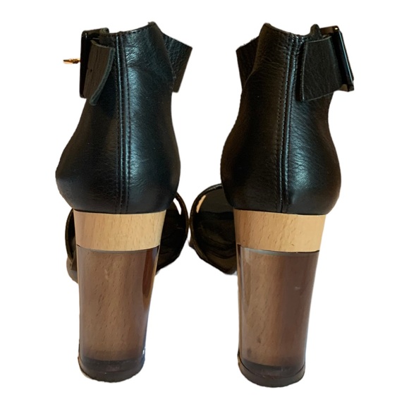 MIISTA Wood & Resin Block Heeled Sandals with Reflective Purple Front Size 37 EU - Picture 4 of 9